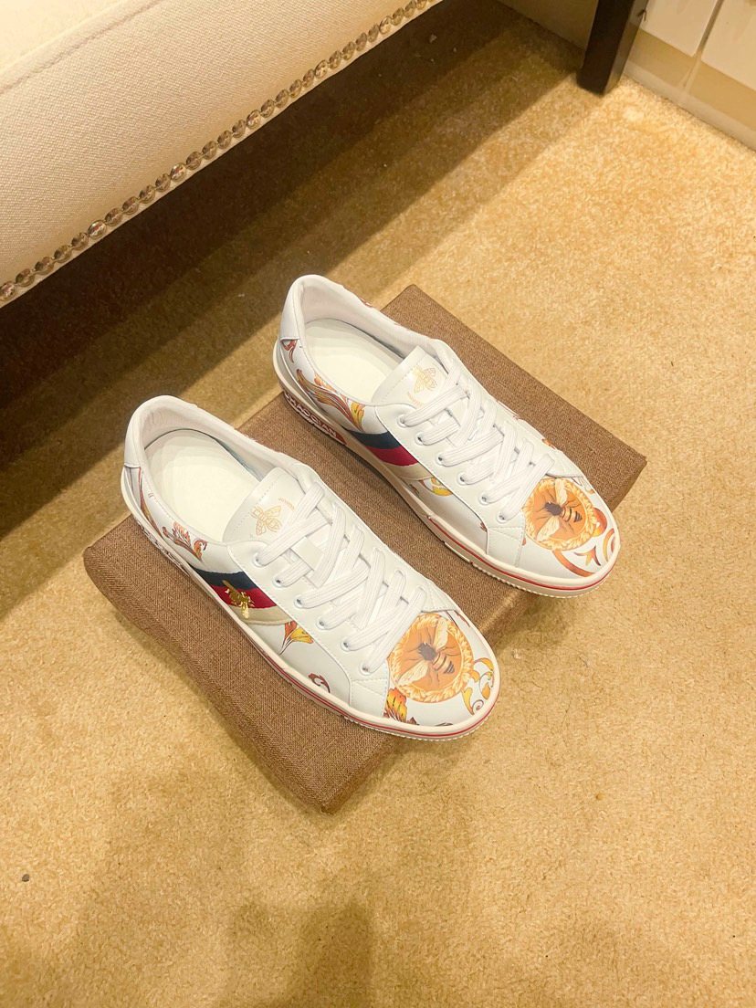 Men’s White Multicolor Graphic Low-Top Sneakers — side