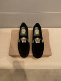 Versace Black Gold Hardware Loafers — hero