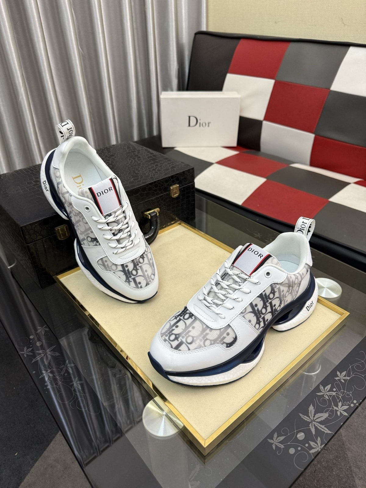 Dior Patterned Panel Sneakers — side