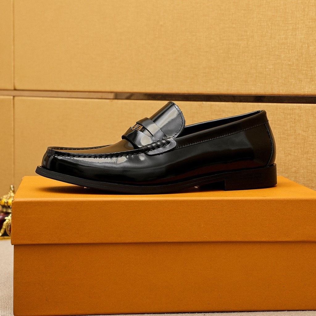 Louis Vuitton Black Leather Hardware Loafers — side