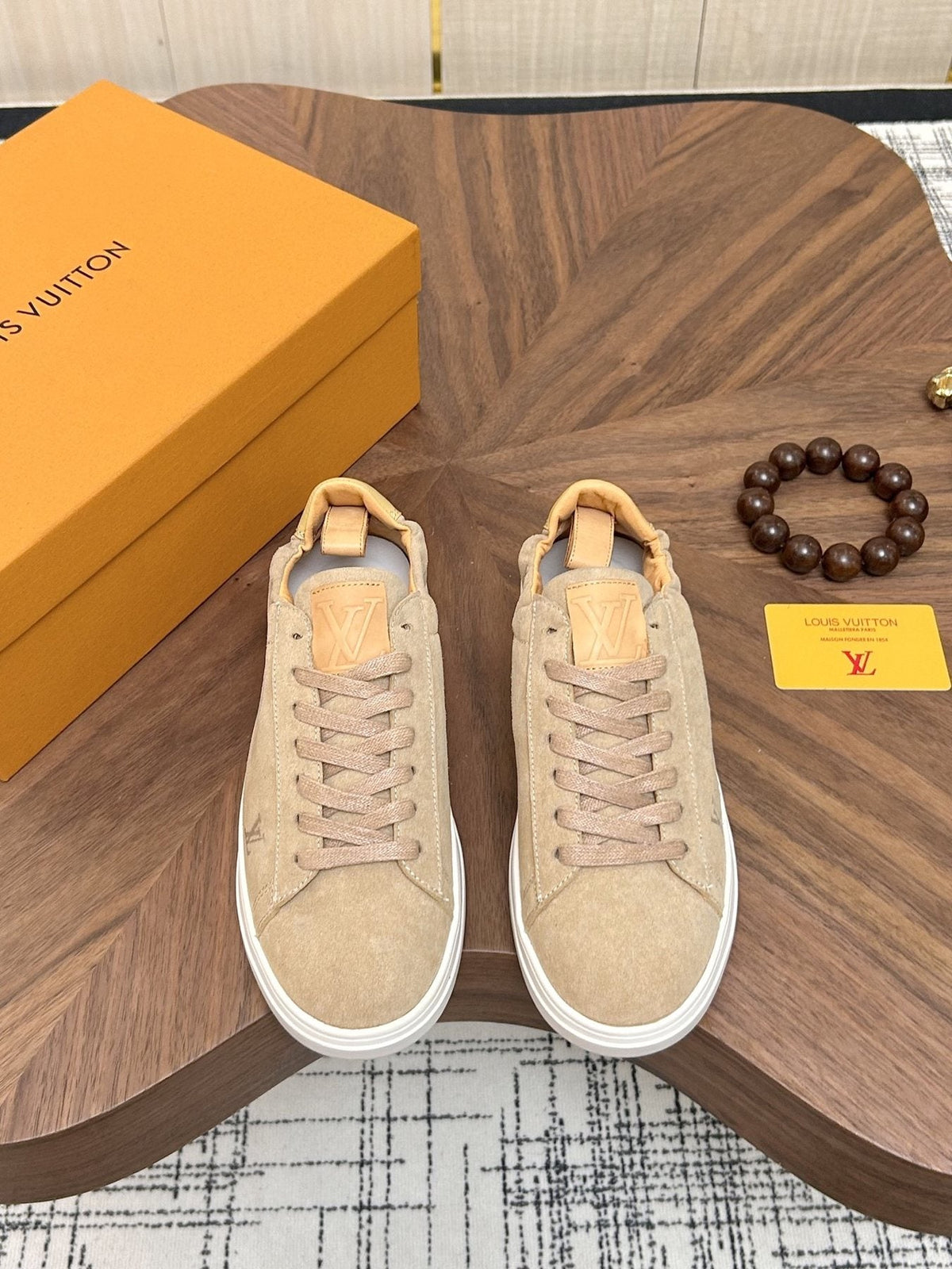 Louis Vuitton Brown Textured Low-Top Sneakers — front