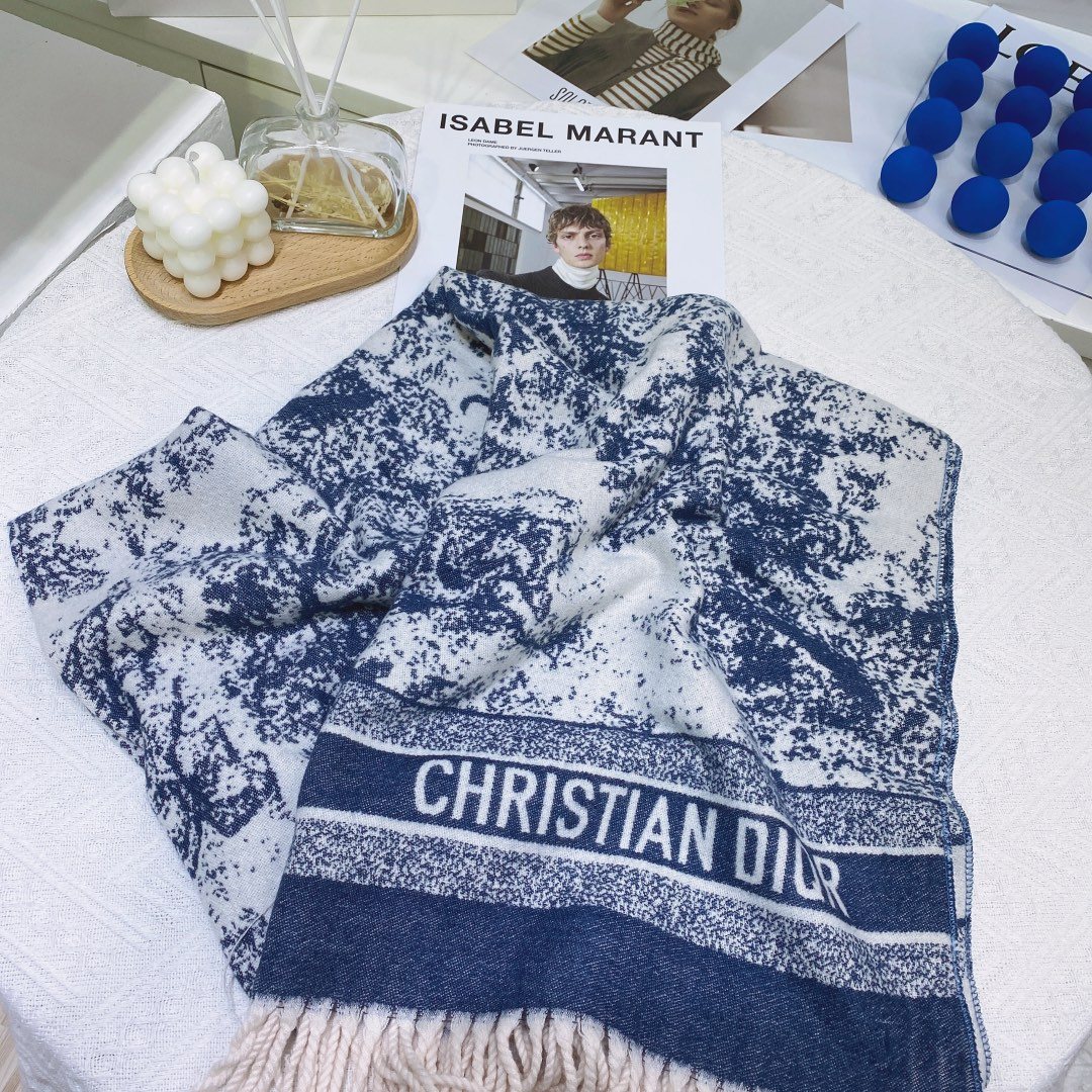 Dior Toile Print Fringed Scarf — front
