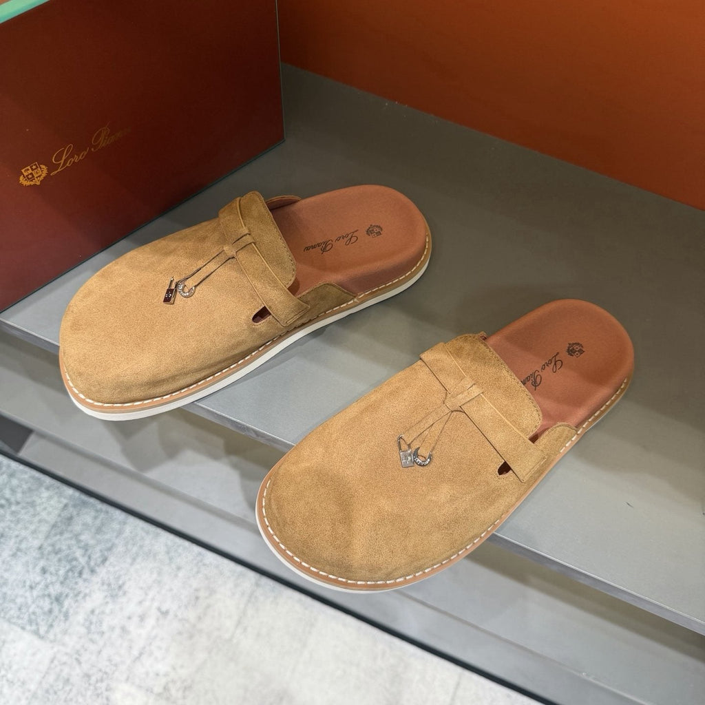 Camel Tan Backless Mule Loafers — side