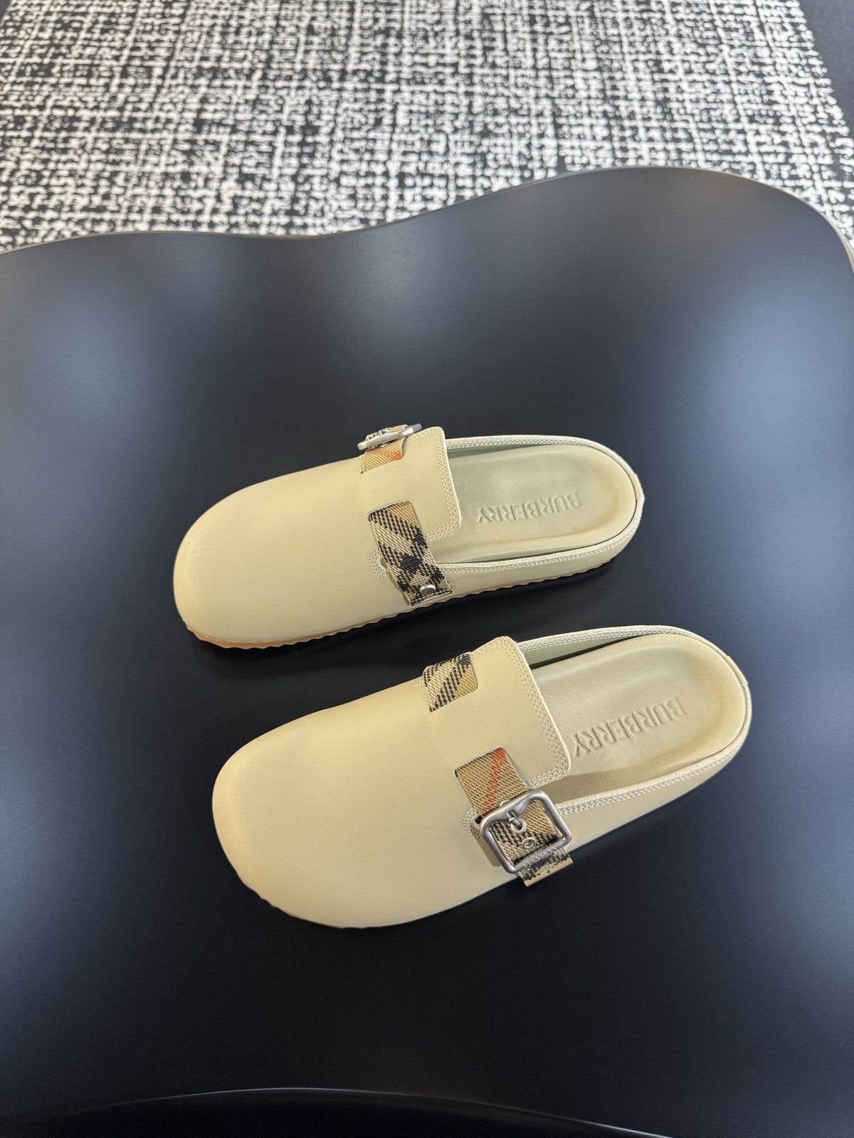 Burberry Men's Adjustable Buckle Slide Sandals — front