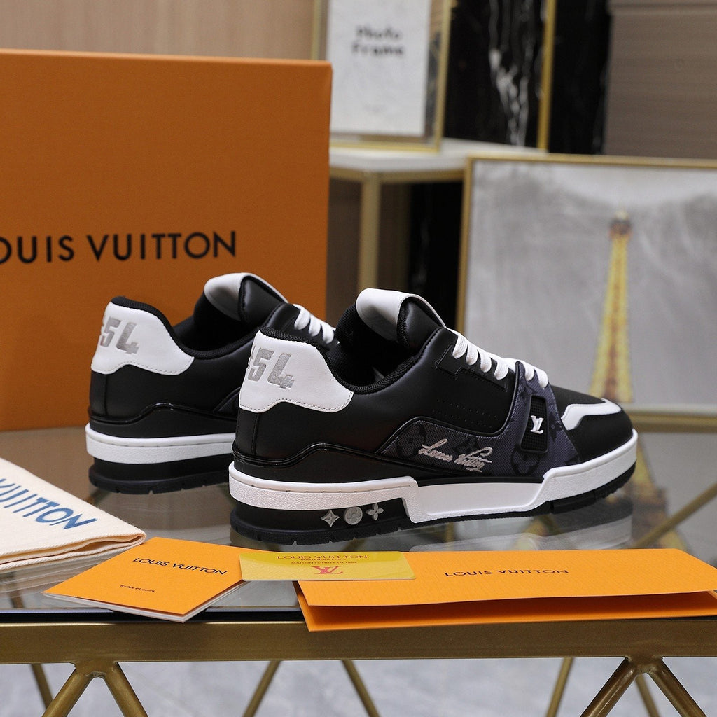 Louis Vuitton Black and White Low-Top Sneakers — back