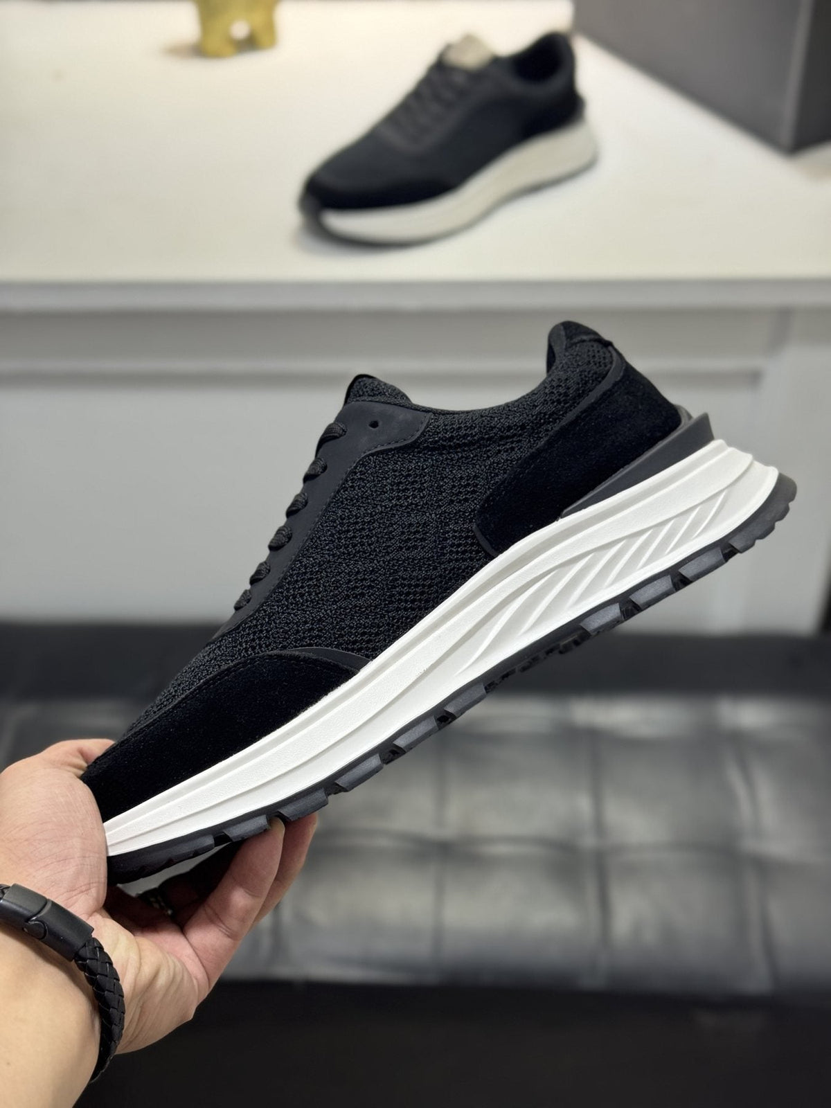 Zegna Knit Lace-Up Sneakers — side