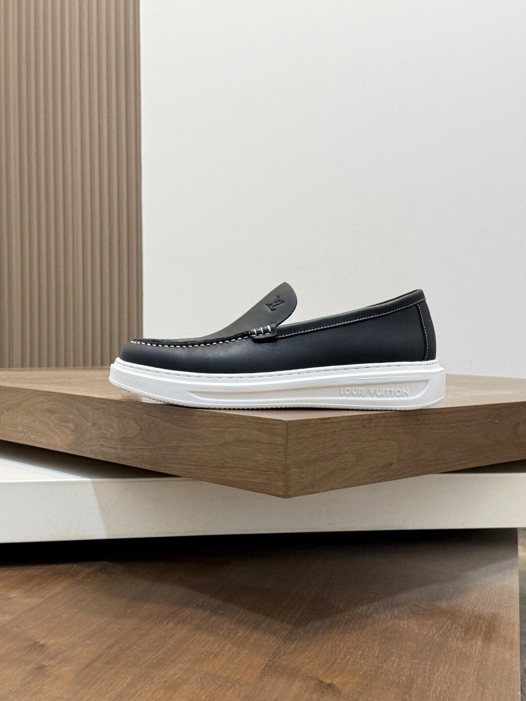 Louis Vuitton Contrast-Stitched Slip-On Sneakers — side