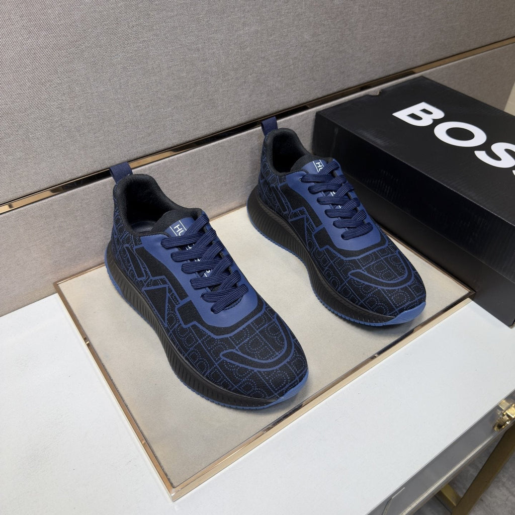 BOSS Navy Blue and Black Low-Top Sneakers — hero