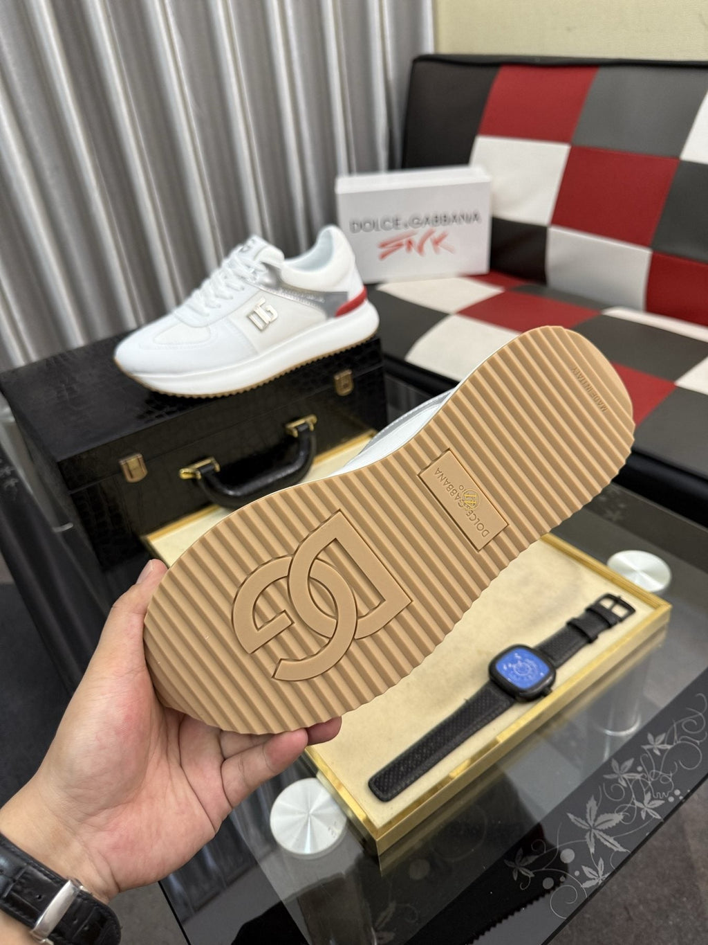 Dolce & Gabbana Metallic DG Logo Low-Top Sneakers — back