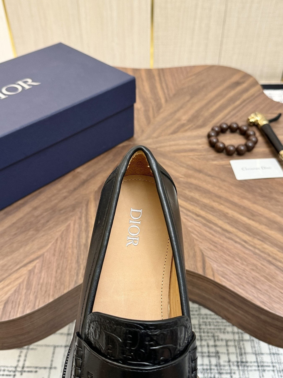 Dior Textured Leather Loafers — detail