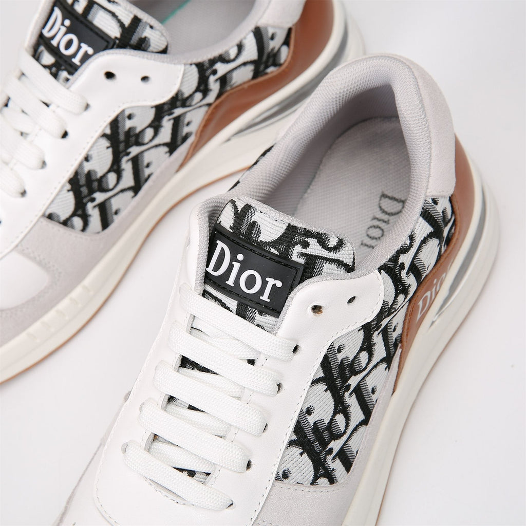 Dior White, Black & Tan Low-Top Sneakers — detail