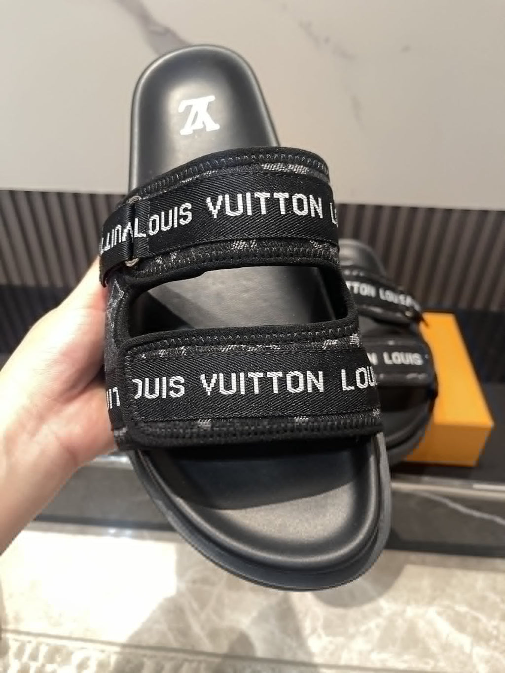 Louis Vuitton Monogram Double-Strap Slide Sandals — front