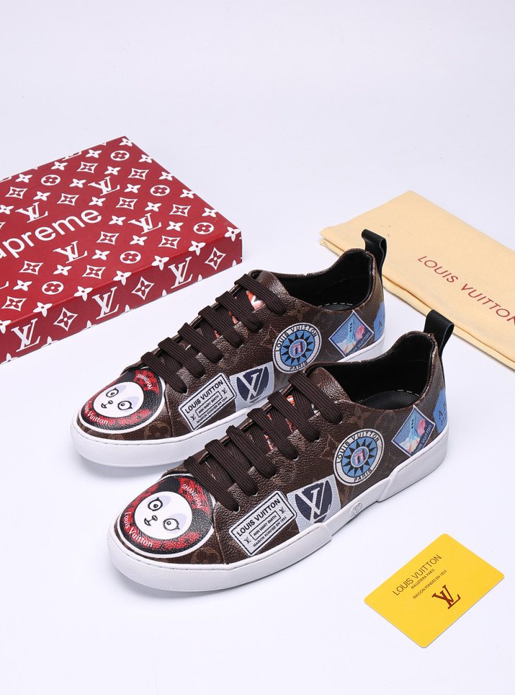 Louis Vuitton Black Graphic Low-Top Sneakers — front
