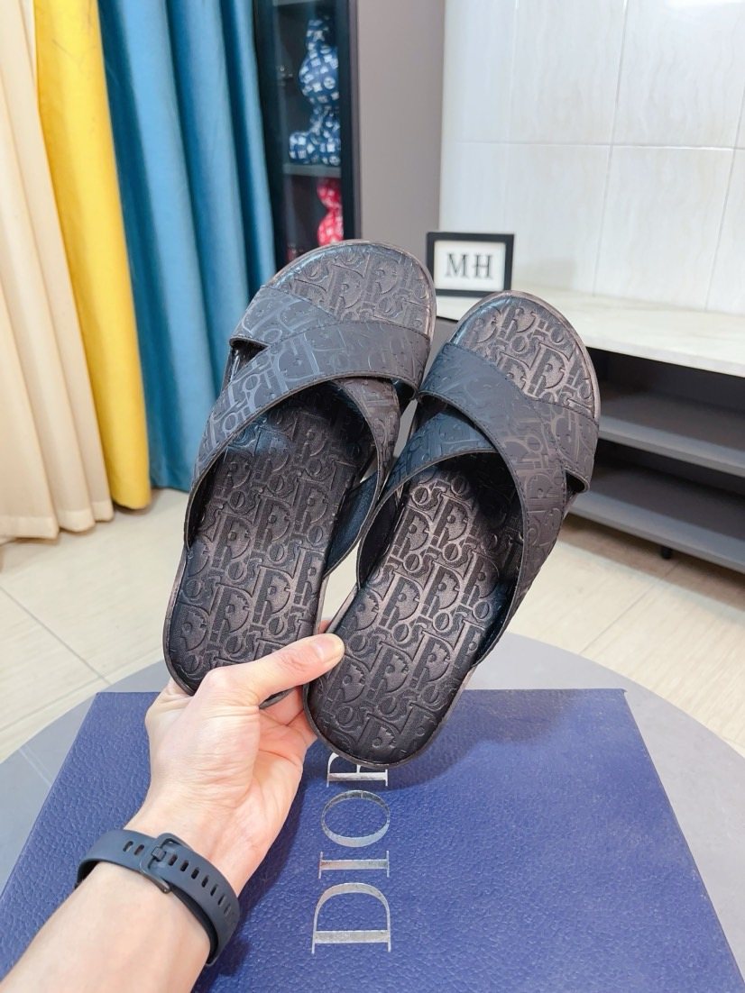 Dior Cross-Strap Slide Sandals — front