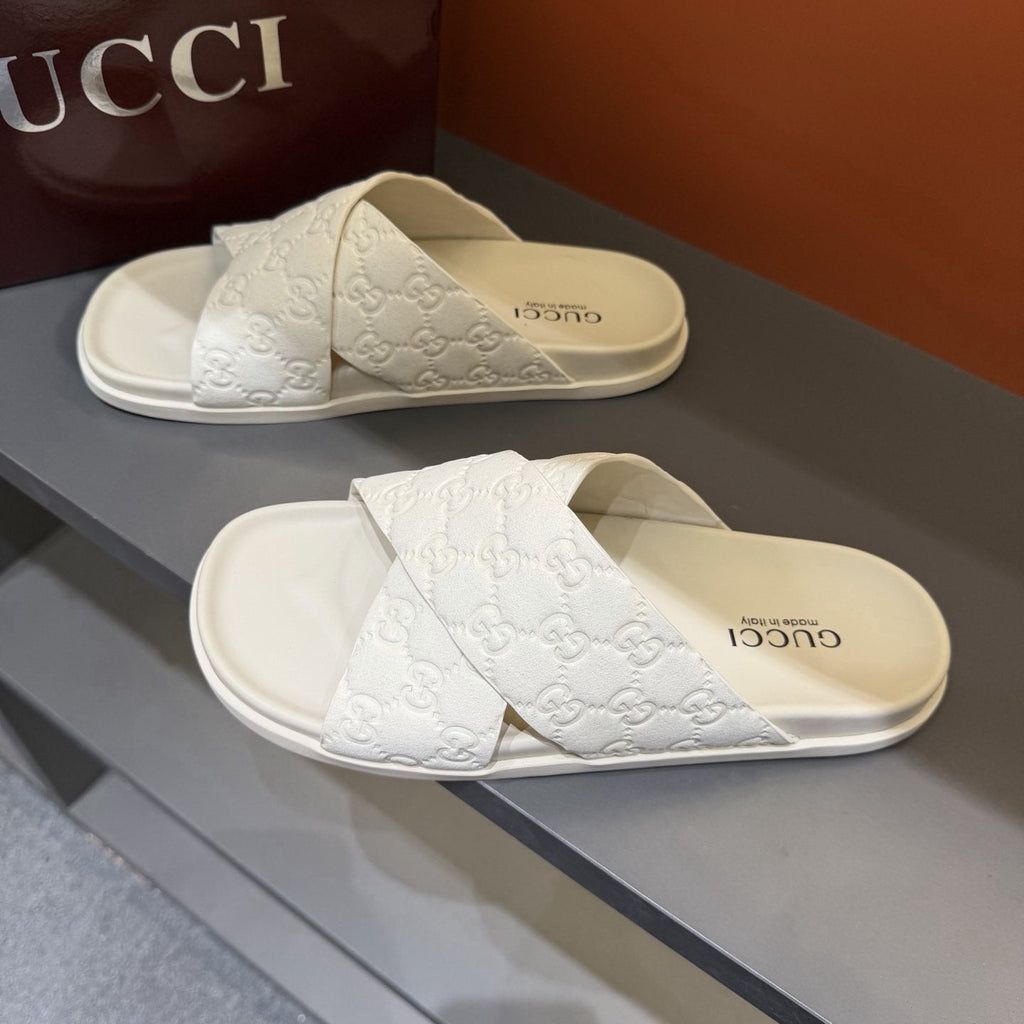 Gucci GG Monogram Crossover Slide Sandals — front