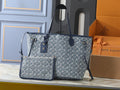 Louis Vuitton Neverfull MM Blue-Gray Tote Bag — hero